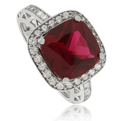 Ruby Cushion Cut Silver Ring