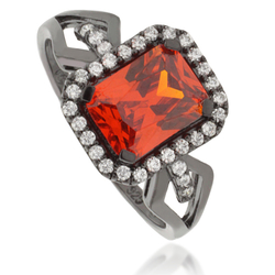 Beautiful Fire Opal .925 Black Silver Ring