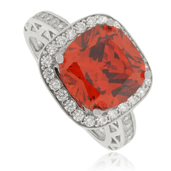 Anillo de Plata .925 con Ópalo de Fuego corte Cuadrado