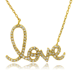 Gold Plated Love Sterling Silver Pendant