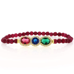 Preciosa Pulsera Multigemas en Plata Fina .925