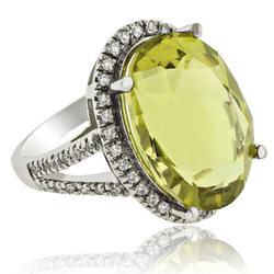 Gorgeous Oval Cut Natural Citrine 14K White Gold Ring