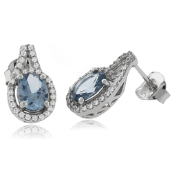 Oval Cut Aquamarine .925 Silver Earrings