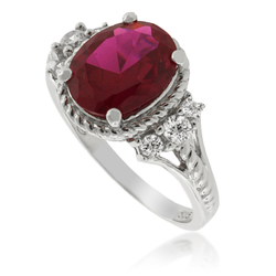 Oval Cut Red Ruby .925 Silver Ring