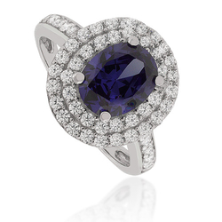 Pear-Cut Color Change Alexandrite Ring in .925 Silver