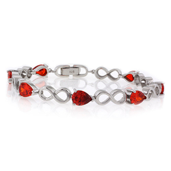 Pear Cut Mexican Fire Opal .925 Silver Bracelet