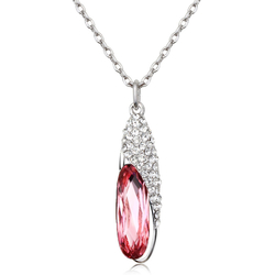 18K White Gold Plated Pink Swarovski Crystal Necklace