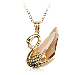 18K Yellow Gold Plated Beautiful Swan Swarovski Necklace