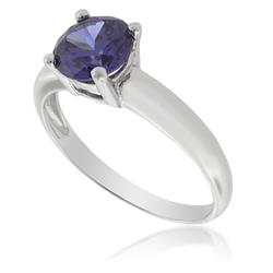 Solitaire Sterling Silver Ring with Tanzanite