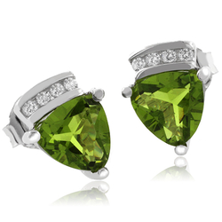 Trillion Cut Peridot .925 Silver Earrings