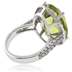 Anillo de Oro Blanco 14K con Citrina Amarilla Natural