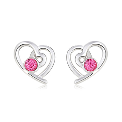 Aretes de Swarovski con Rodio en Forma de Corazón