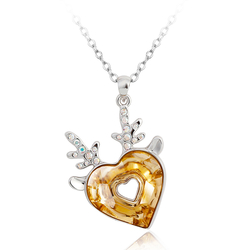 Divine Ambar Rhodium Plated Swarovski Crystal Heart Shaped Necklace