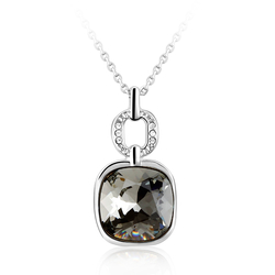 Black Diamond Rhodium Plated Swarovski Crystal Necklace