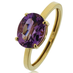 14k Gold Ring With Oval Cut Amethyst Gemstone