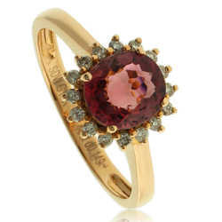 Great 18k Gold Ring With Rubilite Gemstone