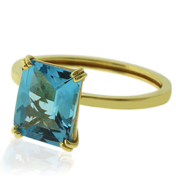 Anillo de Topacio Azul Genuino en Oro de 14K