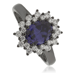 Anillo de Plata Oxidada con Tanzanita de corte Ovalado