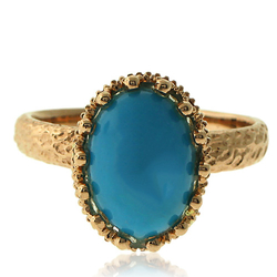 Genuine Turquoise Ring with 18 karat Yellow Gold