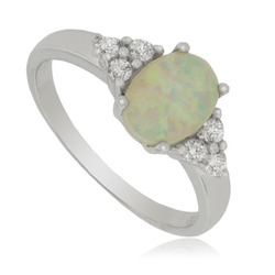 Sterling Silver Ring With White Opal