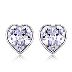 Aretes Blancos de Swarovski con Rodio En Forma De Corazón