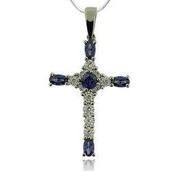 Beautiful Silver Cross With Tanzanite And Zirconia