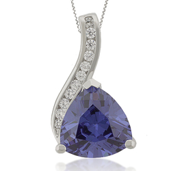 Silver Pendant with Tanzanite in Trillion Cut and white Zirconias