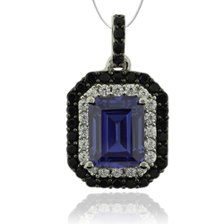 Silver Pendant With Tanzanite in Emerald Cut