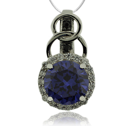 Silver Pendant With Tanzanite in Round Cut