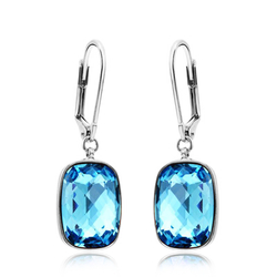 Preciosos Aretes de Cristal Swarovski con Rodio Color Aquamarina