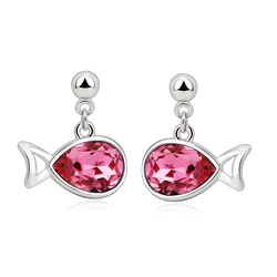 Aretes en Forma de Pez de Cristal Swarovski Rosados