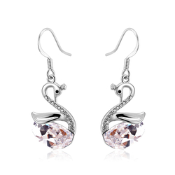 Aretes de Swarovski con Rodio en Forma de Cisne Color Blanco