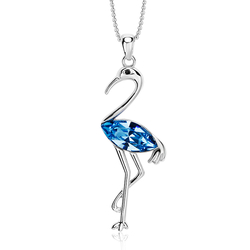 Beautiful Blue Swarovski Crystal Flamingo Necklace