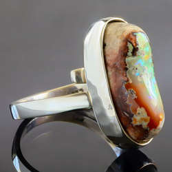 5 Carat Natural Mexican Matrix Opal Ring in .925 Silver