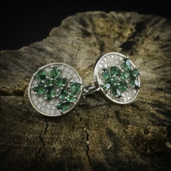 Aretes de Plata de Ley .925 con Gemas de Esmeralda