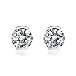 Aretes Blancos de Swarovski en Plata de Ley