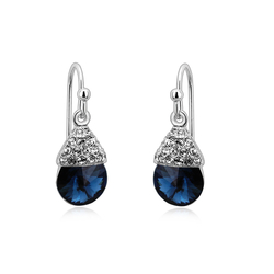 Round-Cut Swarovski Crystal Blue Earrings