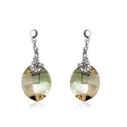 Sterling Silver Oval-Cut Swarovski Crystal Earrings