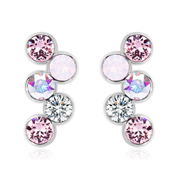 Aretes de Swarovski en Forma de círculos tonos rosas