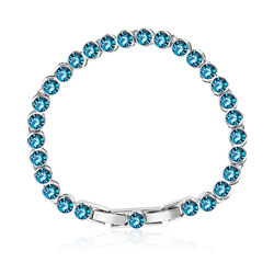 Blue Topaz Color Swarovski Crystals Bracelet