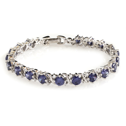 Round Cut Tanzanite Stones .925 Sterling Silver Bracelet