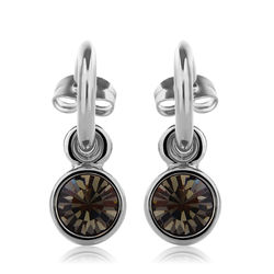 Aretes Redondos de Cristal Swarovski color Negro