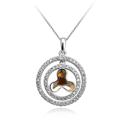 Sterling Silver Swarovski Amber color Crystal Pendant