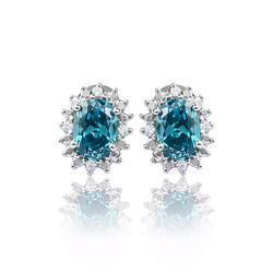 Hermosos Aretes de Alejandrita Bicolor ( Verde/Azul ) en Plata .925