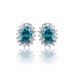 Hermosos Aretes de Alejandrita Bicolor ( Verde/Azul ) en Plata .925