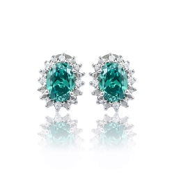 Hermosos Aretes de Alejandrita Bicolor ( Verde/Azul ) en Plata .925