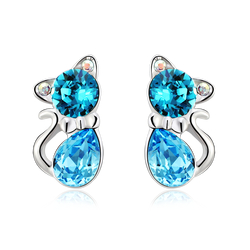 Blue Swarovski Crystal Kitty Earrings