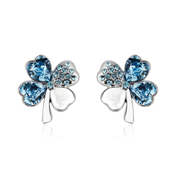 Hermosos Aretes Azules de Swarovski en forma de Trébol