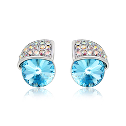 Swarovski Crystal Rhodium Earrings in Blue Color