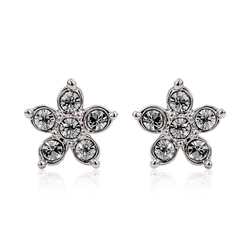 Aretes de Cristal Swarovski Color Blanco en Forma de Flor